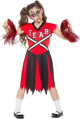 Girls Halloween Zombie Fearleader Fancy Dress Costume • £10.39