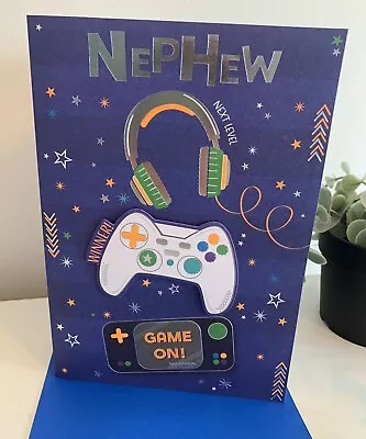 Nephew Happy Birthday Card Gaming Boys Male For Nephew  FREE P&P Insert/foil. • £2.69