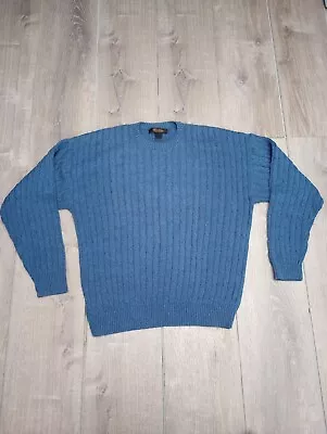 Brooks Brothers 1818 Sweater Mens Large Blue Cable Knit Crew Neck  Heavy Cotton  • $21.99
