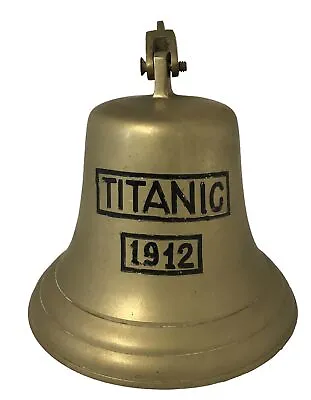 BRASS SHIP BELL DOOR BELL WITH BRACKET WALL HANGING MOUNTED Tintanic 1912 FP&P • £19.95