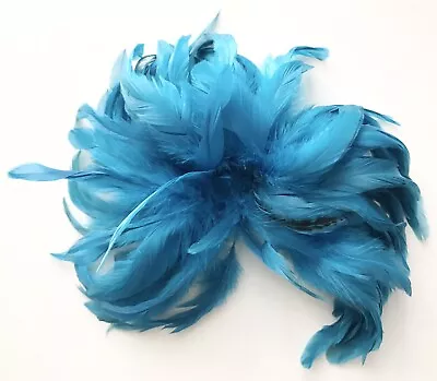 Bright TURQUOISE BLUE FEATHERS Accessories HATS Crafts COSTUME Trim Exc • $5