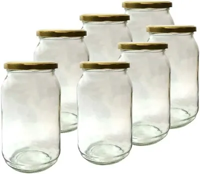 Glass 900ml Jars With Lid  Jam Pickle Chutney Honey DIY & Storage • £14.99