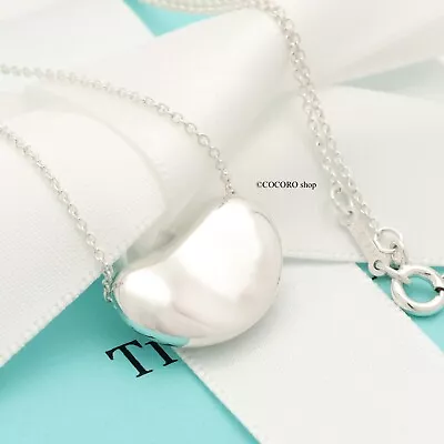 Tiffany & Co. Elsa Peretti 20mm Bean Necklace Pendant 16.2  Silver 925 W/Pouch • $145