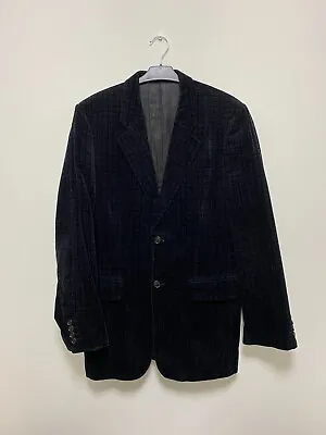CLOTHES Men's VELVET Checked Black Blazer Jacket Size EU48 UK38 • $39.46