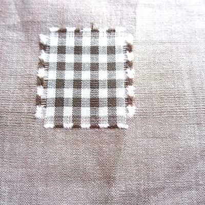 $9.61 • Buy 50cm X 92cm Brown Novelty Gingham Patch Chambray Vintage Cotton Fabric 1960s 