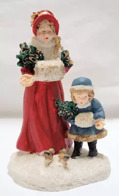 Vintage 90s Mervyn’s Christmas Village Square - Woman And Little Girl Accessory • $12.41