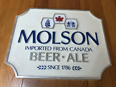 Vintage Molson Beer Ale Canada 1786 Molded 3D Plastic Sign Man Cave Bar 18”x15” • $22.22