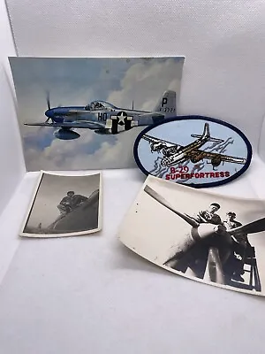 Vintage WWII WW2 Original Photos Plus Postcard And B-29 Patch Stained • $14.99