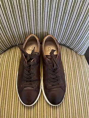 Massimo Dutti Brown Genuine Leather Smart Laced Sneakers Shoes Size UK 6 VEC • £25