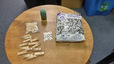 Crafting Lot: Green Glitter Glue; Black & White Crinkle Paper; Mini Clothes Pins • $20