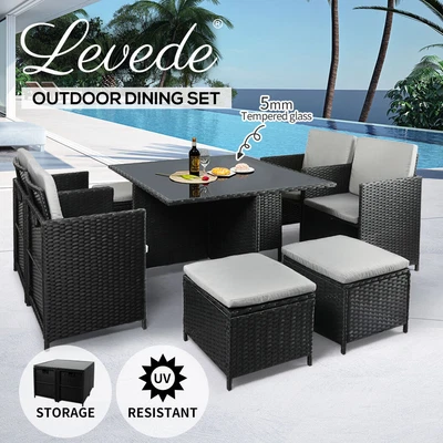$709.99 • Buy Levede 9PCS Outdoor Table Chair Set Patio Furniture Dining Setting Garden Lounge
