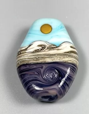 Purple Glass Bead Handmade Lampwork Murano Sea Glass Focal Pendant For Crafts • £16.37