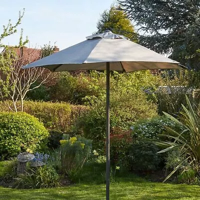 Garden Parasol Grey 2 Metre Patio Shade Sun Umbrella Rust Proof Aluminium Pole • £19.99