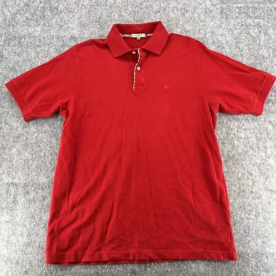 Burberry London Mens Red Solid Embroidered Polo Shirt Size M • $27.99