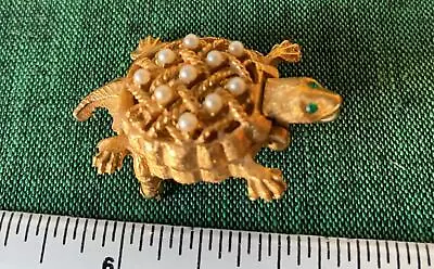 Vintage Costume Jewelry TURTLE Watch Pin Pendant ENDURA Swiss Made • $33.99