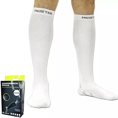 MEISTER COMPRESSION SOCKS - WHITE Running Calf Leg Shin Splints Pain CrossFit • $21.99