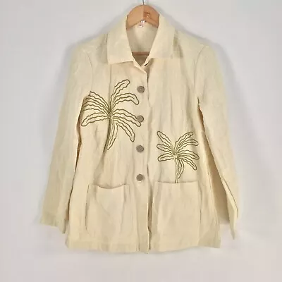Noni B Womens Jacket Size 8 Creamy White Floral Long Sleeve Cotton 052343 • $20.76
