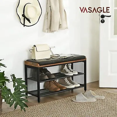 $149.95 • Buy Vasagle Shoes Organiser Stand 3-Tier Padded Shoe Rack Bench Storage Cabinet