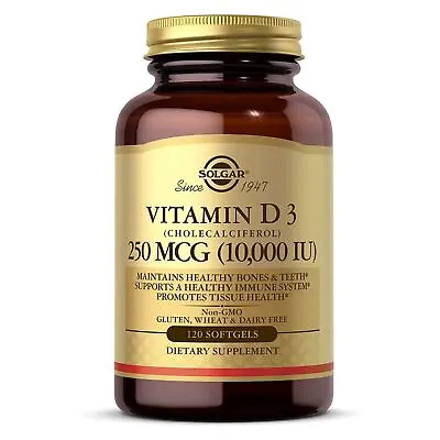 Solgar Vitamin D3 (Cholecalciferol) 250 Mcg (10000 IU) 120 Softgels • $15.52