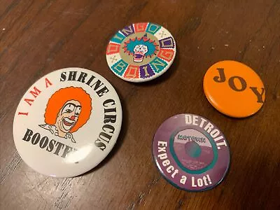 4 Vintage Rare Pin Back Buttons Oingo Boingo Shrine Circus Booster Joy Detroit + • $10