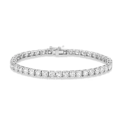 14K White Gold Round 2Ct Natural Diamond Tennis Bracelet 7  For Women • $1439.99