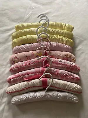 Vintage 1980s Laura Ashley Padded Hangers  Yellow Pink Plaid Floral Lot  Of 9 • $17.50