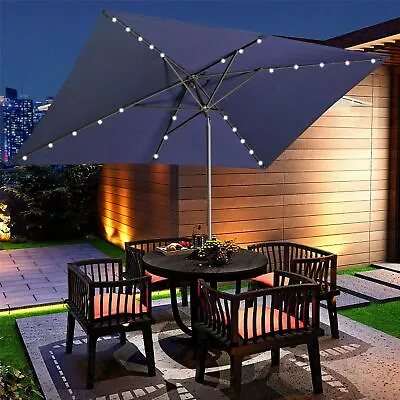 Outdoor Patio Umbrella With Solar Lights 6.5x10 Ft Rectangular For Deck Pool • $99.99