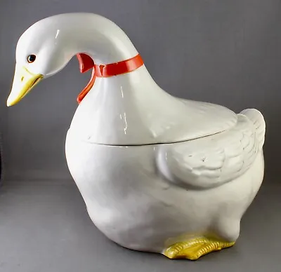 Vintage Otagiri 1983 Duck Goose White Cookie Jar Chipped Beak • $32