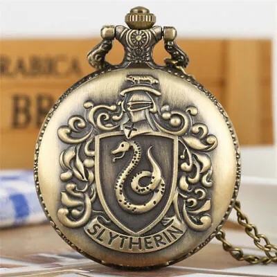 Retro Vintage Hogwarts Magic Academy Unisex Quartz Pocket Watch Necklace Chain • $4.59