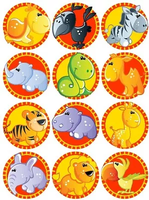 24 Zoo Animals # Fairy Cup Cake Toppers Edible Kids Birthday Party Decorations • £2.25