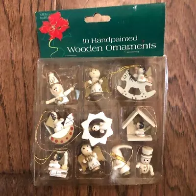 Holiday Traditions  10 Mini Hand Painted Wood Christmas Ornaments • $11.50