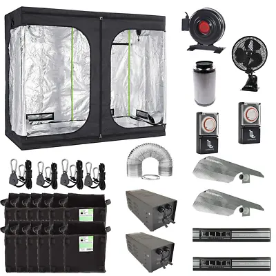 Complete Grow Kit Full Setup 2m X 2m Grow Tent 6  Fan Filter 2x 600w Light Kit • £455