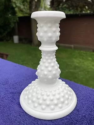 Vintage 1980's Fenton White Milk Glass Hobnail Candle Holder • $12