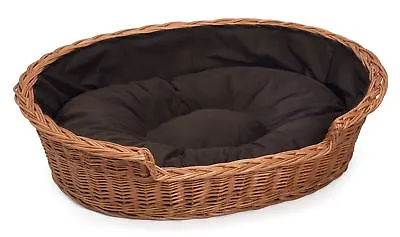 £50 • Buy Small Wicker Pet Basket Dark Cushion