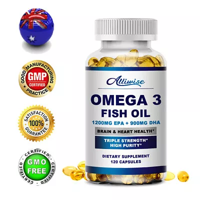 Omega 3 Fish Oil Capsules 3x Strength 2100 EPA & DHA - Joint Eye Health Support • $23.99