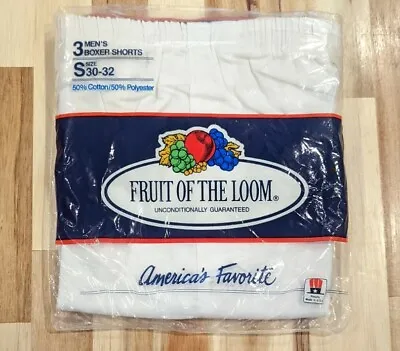 Vintage Fruit Of The Loom 3 Men's Boxer Shorts Sm 30-32 1989 Sealed Dead Stock • $35