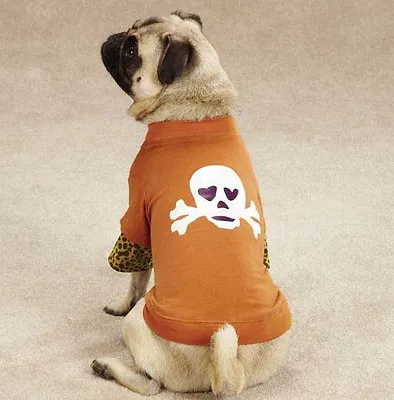 Zack & Zoey Skull-Fari Dog T-Shirt Mock Tee Brown Skull Leopard Top Pet  XXS-L • $16.99