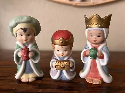 Porcelain Nativity Figurines 3 Wise Men Morehead For Enesco 3.5  Vintage 1990 • $12