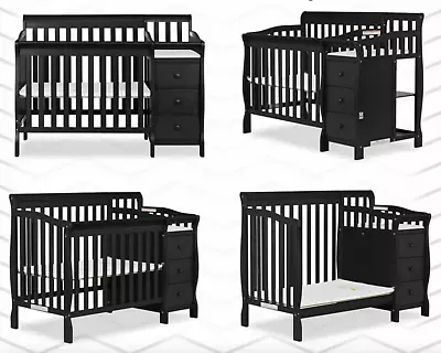 Cunas Para Bebes Convertible Cama Para Infantil Marco Cambiador Baby Crib Black • $379.95