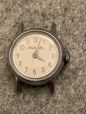 Vintage ‘CINDERELLA’ Watch Face For Child’s Watch Pink PARTS ONLY • $6