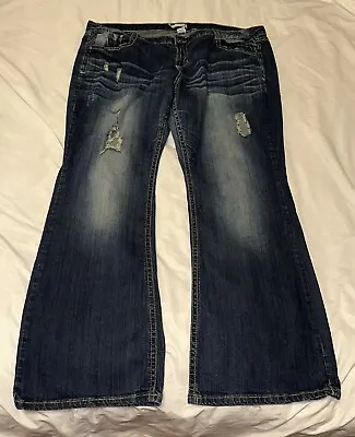 Maurices Women's Distressed Jeans Medium Blue Wash Size 24 Flare • $11.87