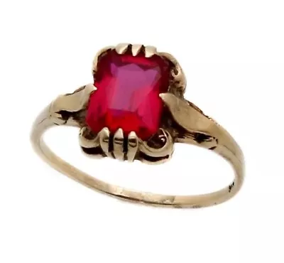 ART DECO Signed IOFX 10k Gold Ruby Ring • $250