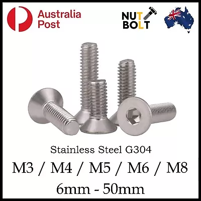 M3 M4 M5 M6 M8 Screw S Bolt S Countersunk Socket Head Flat Stainless Steel G304 • $13