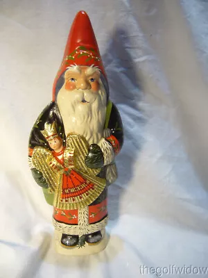 Vaillancourt Folk Art Black And Red Father Christmas With Angel New Signed  • $305