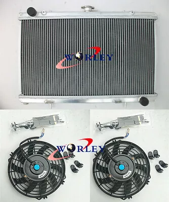 3 ROW Aluminum Radiator +2x Fan For Nissan Silvia S13 240SX SR20DET MT 1989-1994 • $176