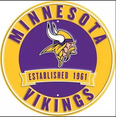 Minnesota Vikings Embossed 12inch Round NFL Sign Man Cave Sports Fan Wall Decor • $17.99