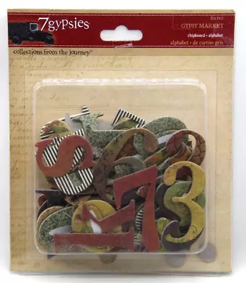 7gypsies GYPSY MARKET Chipboard Alphabet 60-pc Letters Numbers Scrapbook Journal • $4.95