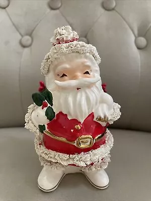 Napco Ceramic Santa Claus Sack Spaghetti Trim Waving Planter VTG Japan Planter • $25