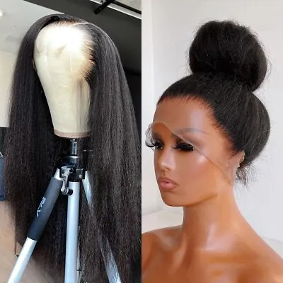 Long Yaki Straight Lace Front Wig Black Synthetic Wigs High Temperature Wigs USA • $38.99
