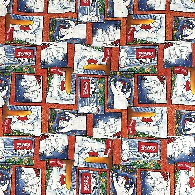 Coca Cola Christmas Fabric Polar Bears Comic Squares Spectrix 4.92 YDS | 177  • $89.99
